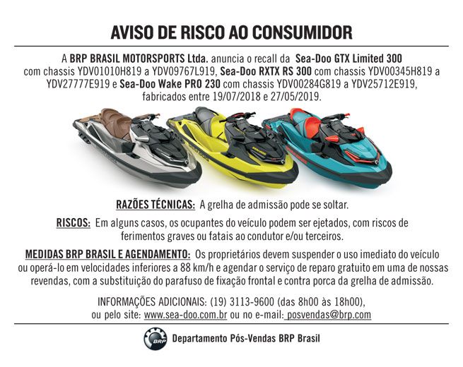 SEA-DOO GRELHA DE ADMISSÃO – AGO 2019