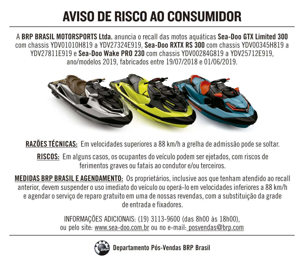 SEA-DOO GRELHA DE ADMISSÃO – MAR 2020